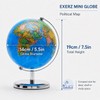 EXERZ 14cm Mini World Globe, Political Map with Stainless Steel