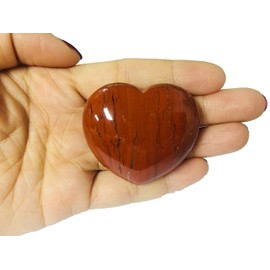 Zungtin Healing Crystal Heart Love Carved Palm Worry Stone Chakra Reiki Balancing (Red Jasper)
