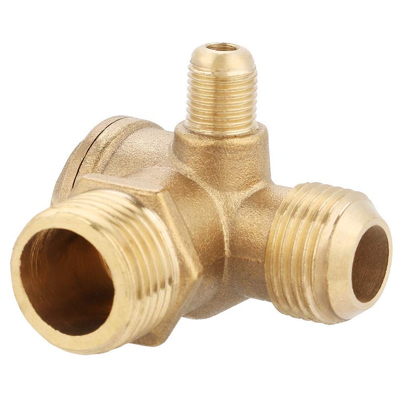 Air Compressor Check Valve, 3-Way Brass Male Thread Air Compressor