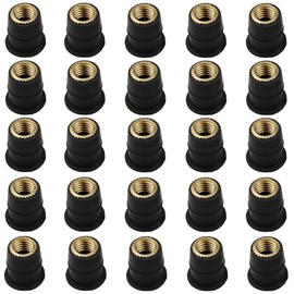 Pack of 25 M5 Rubber Well Nuts Motorcycle Windshield Nuts Durable Anti-Rust Fairing Windscreen Fastener Screw Nut for Windshields Motorcycle Kayaking Canoes Boats