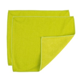 Casabella Microfiber 12" x 14" All-Surface Scrubby Cleaning Cloths, Green (Pack of 2)