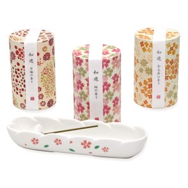 Wayu Incense Incense, Ready to Use Incense Burner, Assorted of 3 Types (Cherry Blossom, White Plum, Osmanthus Rhinocerosis), Aromastic, Healing, Indoor Incense, Kameyama
