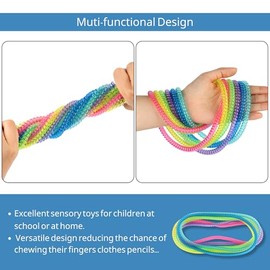 Collar sensorial para masticar para niños y niñas, paquete de 6 collares elásticos para masticar para niños con autismo, TDAH, SPD, ayudas motoras orales para masticar juguetes para reducir el