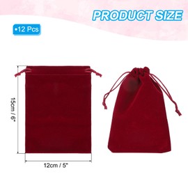 PATIKIL Velvet Gift Bags, 12 Pack 5 x 6 Inch Velvet Drawstring Bag Jewelry Pouch Gift Packaging Bag for Wedding Favor Party Birthday Festivals Burgundy