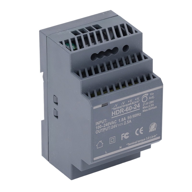 Rail Switching Power Supply 24V Thin Mount 60W 2.5A 100~240VAC