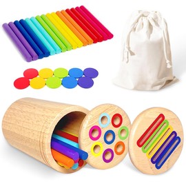 Juguetes de Clasificación de Formas, Juguetes Colorido Sensoriales, Juguetes Montessori para Educativos para Niños, Juguetes Didacticos, Regalos para Niños y Niñas (Pieza redonda + palo redondo)