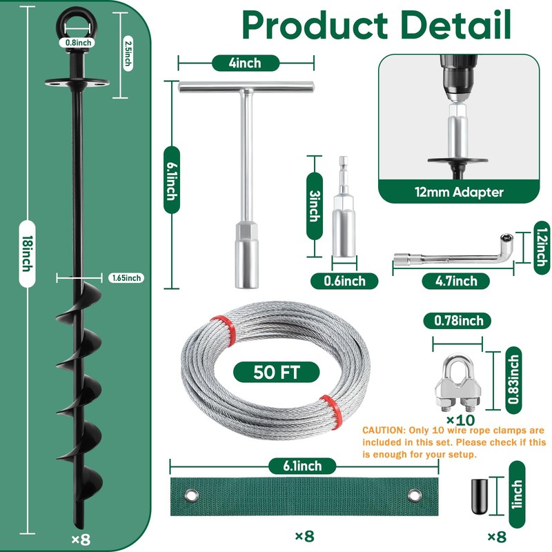 18'' Ground Anchors Screw in Heavy Duty, Shed Anchor Kit