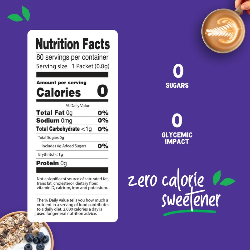 Pyure Organic Monk Fruit Sweetener Packets | White Sugar Substitute
