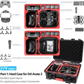 FPVtosky 6-IN-1 Avata 2 Accessories Kit, Avata 2 Hard Case, Gimbal Bumper, 5pack ND Filter Set, Goggle 3 Dust Cover, Neck Lanyard, Battery Digital Sticker for DJI Avata2 Drone Combo Accessories