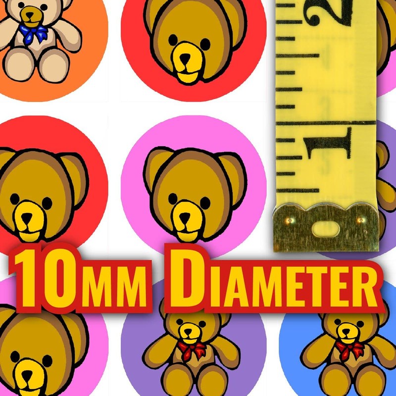 900 Colourful Teddy Bears Mini Dot 10mm Spot Reward Stickers