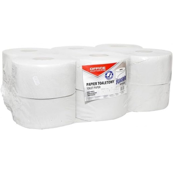 OFFICE PRODUCTS Jumbo Toilettenpapier Recycling, Hygienepapier 1-lagig, 120m, 12 Stk.,