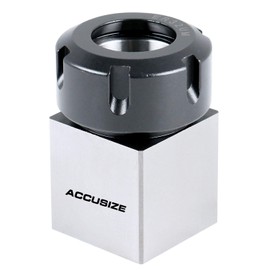 Accusize Industrial Tools Hardened Square ER-32 Collet Chuck Block for CNC Machine, Slotted ER Nut Included, 6920-3204