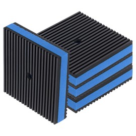 sourcing map 4pcs Anti Vibration Pads for Washing Machine, 4.02'' x 4.02'' x 7/8'' Vibration Damping Pads Sound Isolation Ribbed Rubber Mats with EVA Center with Pre-Drill Hole, Black/Blue