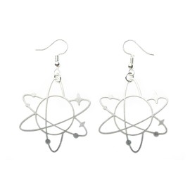 Miniblings Atom Earrings Planets School Chemistry Physics Stainless Steel Silver Handmade Fashion Jewellery I Earrings Silver-Plated, Stainless Steel