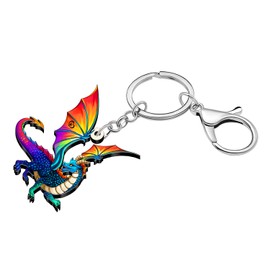 DOWAY Acrylic Cool Dragon Keychain Fantasy Dinosaur Key Chain Accessories Dragon Gifts for Women Teen Girls Purse Bag Charms (Colorful)