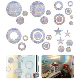 Pack of 39 Round Prism Window Stickers, Bird Protection Stickers, Prism Stickers for Home, Electrostatic Adsorption, Used to Prevent Birds from Flying Against Windows
