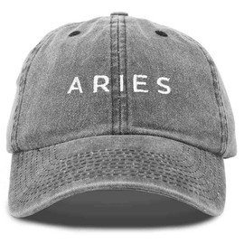 DALIX Aquarius Dad Hat Embroidered Zodiac Astrology Cotton Baseball Cap in Washed Navy Blue