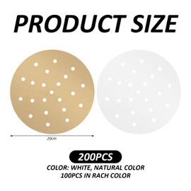 200 Pieces of Baking Paper with Holes, Non-Stick and Heat-Resistant Baking Paper, Kitchen Supplies, Suitable for Air Fryers and Steamers.
