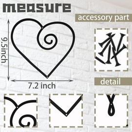 Decoración de pared de metal con forma de corazón, 4 piezas, decoración de pared de metal, con forma de corazón, corazón, decoración de pared de metal, para recámara, sala de estar