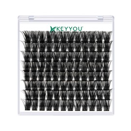 Lash Clusters,96 Pcs Cluster Lashes D Curl 18mm DIY Lash Extensions Eyelash Clusters,KEYYOU Volume Wispy Individual Lashes Soft&Comfortable Easy DIY at Home(Y05,D-18mm)
