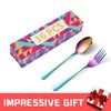 Rainbow Dinner Forks and Spoons Silverware Set, 16-Piece Stainless Steel