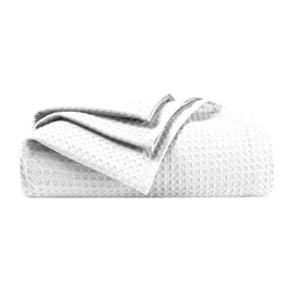 TWINY threads Queen Size Cotton Blanket for Bed - Waffle Weave Thermal Blanket for Winter, Cozy, Soft and Lightweight Throw Blanket for Sofa, Couch, and Bed, 90x90 inches, White