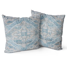 Snylcce Boho Throw Pillow Covers Set of 2 - Ocean Blue Antique & Vintage Design, Double-Sided Pattern - Soft Cushion Covers for Garden Couch, Sofa, Bed - Decorative 40x40 Inch Pillowcases