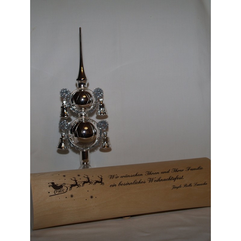 Jingle Bells Lauscha Christmas Tree Topper Silver 4 Bells 30