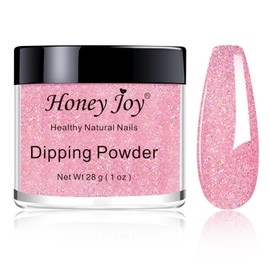 Honey Joy 28g/box Glitter Dip Powder Pink Fine Dipping Powder Colors No Need Lamp Cure,Like Gel Polish Effect,Even & Smooth Finishing (Dip-No.129)