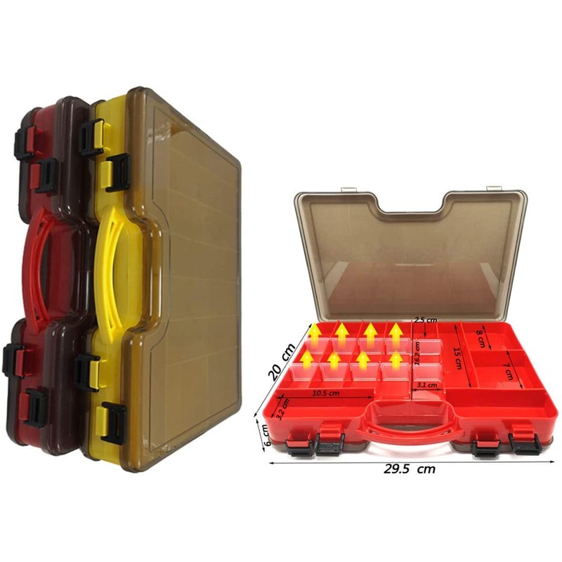 Double-Sided Fishing Lure Hook Tackle Box 44 Slots Plastic Clear