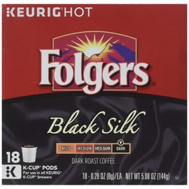 Folgers Black Silk Dark Roast Coffee, 72 K Cups for Keurig Makers
