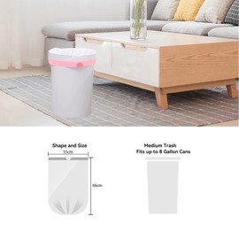 WAIKAS 6 Gallon Trash Bags Drawstring, Pack of 35, Garbage Bags, 55x66cm, 9.5g/pcs, Unscented, White