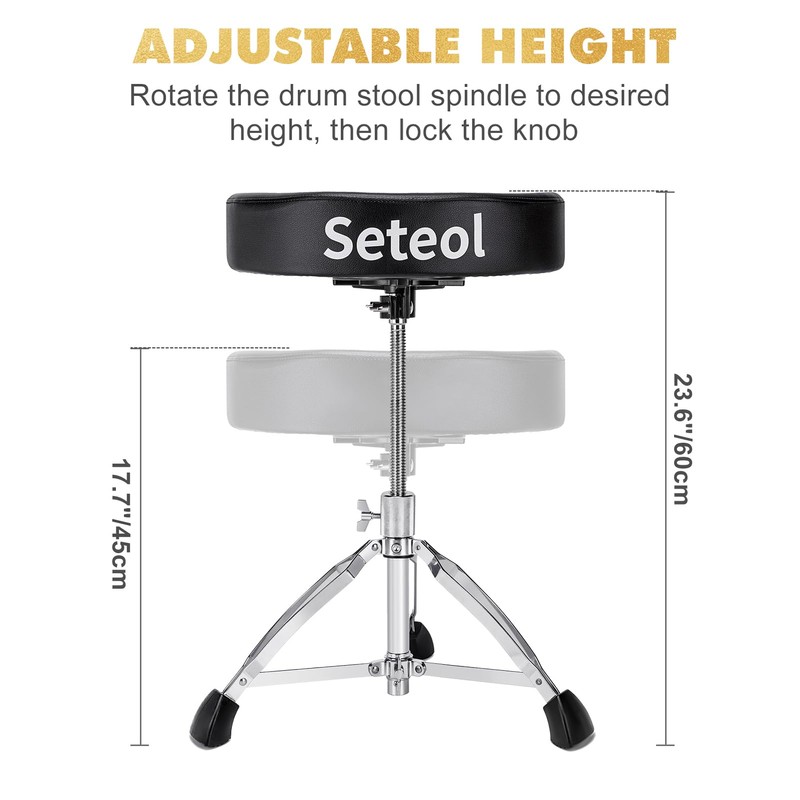Seteol Heavy Duty Drum Throne 330 lbs, Saddle Drum Stool