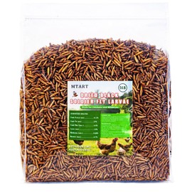 MTART 5LB Dried Black Soldier Fly Larvae Treat for Chicken, 100% Natural Non-GMO More Calcium Than Dried Mealworms High Protein Chicken Feed for Birds, Ducks, Layer Hens