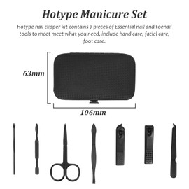 Hotype Manicure Set, 7-Piece Portable Travel Essential Nail Clippers Set, Stainless Steel Care Tools, Nail Care Set, Pedicure Nail Clippers Set, Hand Foot Care Kit, Nail Care Tools