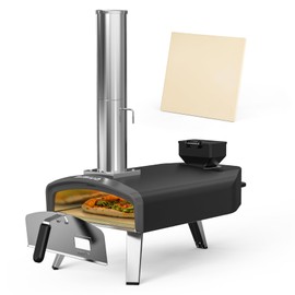 Mimiuo Outdoor Pizza Oven 12" Pellet Pizza Oven with Square Pizza Stone, 12 Inch Portable Pizza Stove for Outside Backyard Camping Picnics