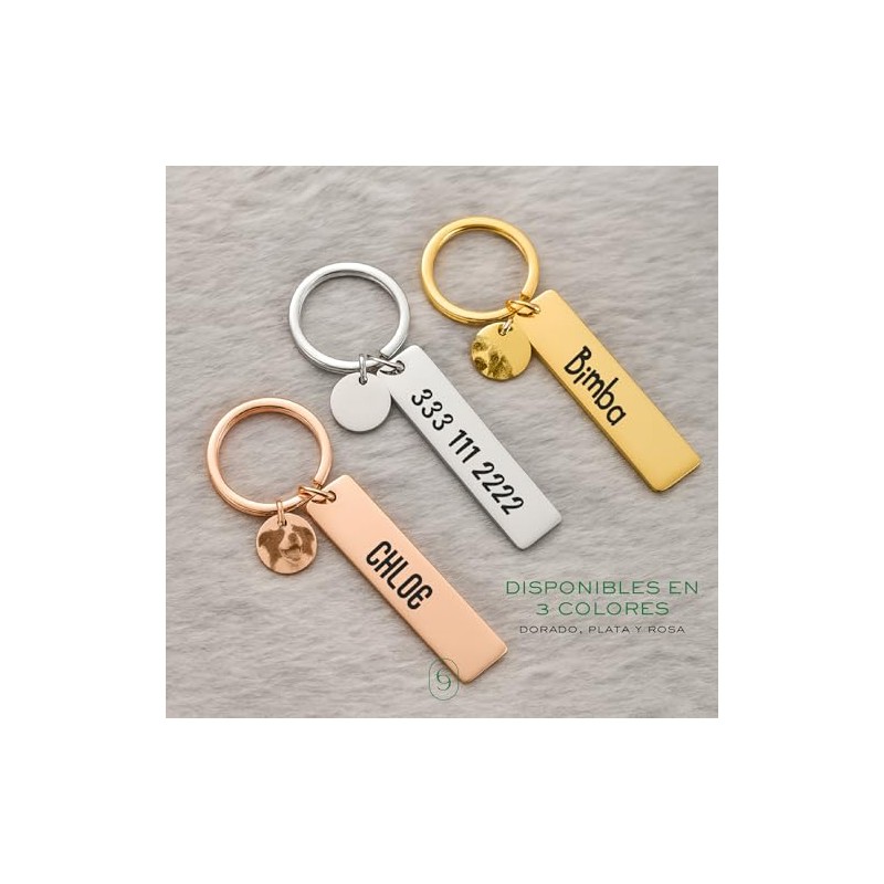 Clepsidra® Placa de identificación personalizada para perros y gatos. Llavero