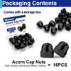 16Pcs 3/8"-16 Acorn Cap Nuts, Zinc Plating-Black Hex Head Acorn