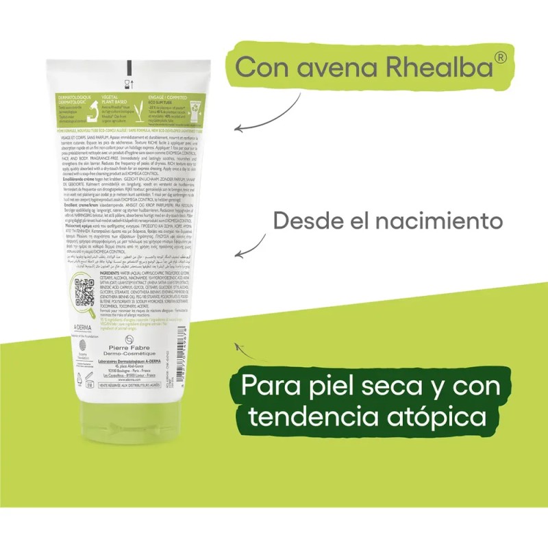 Crema Emoliente Exomega Control A-Derma 200 ml Piel Seca Diario