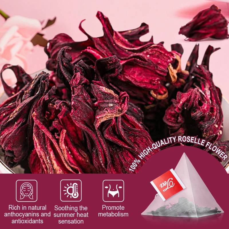 MENXI 24ags Hibiscus Flower Tea Bags - Blood Pressure Balance