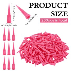 BENECREAT 200Pcs Pink Plastic Tapered Pinhead, 20 Gauge Blunt Tip Dispensing Neddle mit Luer Connector für Öl, Tinten, UV-härtende Klebstoffe, Lötpaste, Dichtstoffe Epoxie