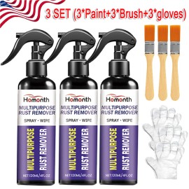 Unbranded Multi-purpose Car Rust Removal Spray Rust Remover Rust Inhibitor Derusting Spray - 3 SET (3*Paint+3*Brush+3*gloves)