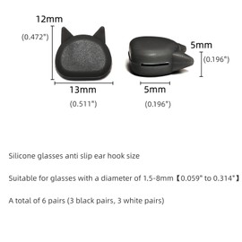 AB Max Glasses Ear Grips - Cute Cat Shape Eyeglasses Rings Silicone Holder Anti-Slip Hooks Safety Eyewear Retainer for Sunglasses Myopia or Presbyopia Glasses 6 Pairs
