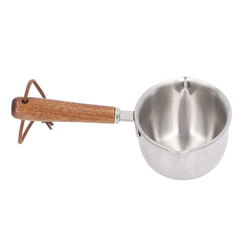 Butter Warmer Stainless Steel Wooden Handle 3 Layers Multi Purpose