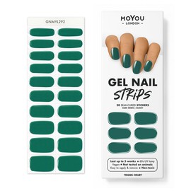 MOYOU LONDON Semi-cured UV Gel Strips - Pack of 20 - Gel Nail Foils UV Hardening for Salon Quality Manicure - Set with Nail File & Wooden Cuticle Sticks - Tennis Court