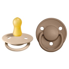 BIBS De Lux Pacifiers Pack of 2, BPA-Free, Cherry Shape Nipple. Natural Rubber/Latex, Made in Denmark. 0-6 Months (Pack of 2), Vanilla/Dark Oak