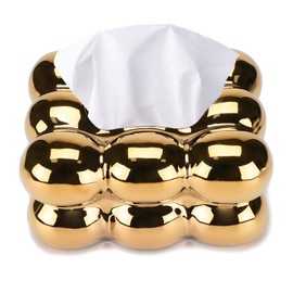 NYMYHE Electroplated Ceramic Tissue Box for Bathroom, Dresser, Living Room, Dining Room, Modern Gold Home Decoration TQGJNY49