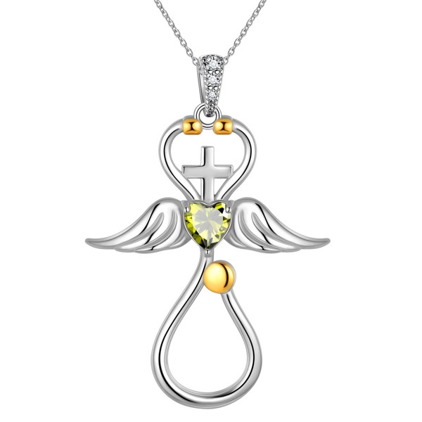 Angel Heart Nurse Necklace for Women August Birthstone Stethoscope Neckalce