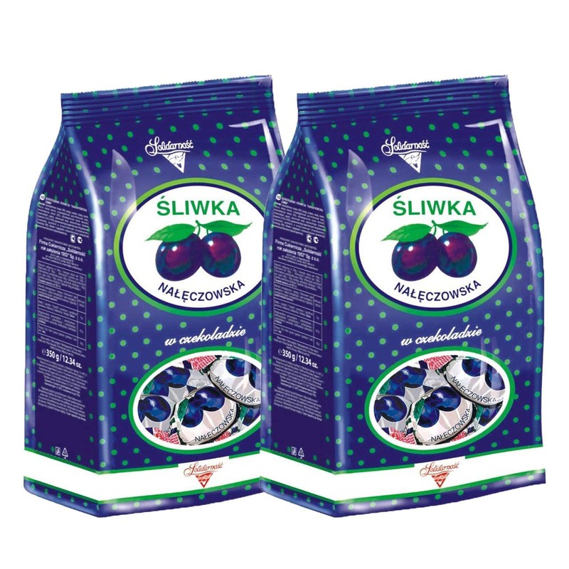 Solidarnosc Candied Plums in Dark Chocolate Sliwka Naleczowska (Pack of