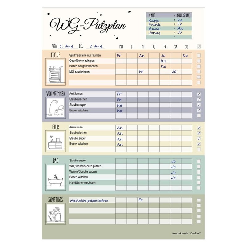 PRICARO One Line Cleaning Plan A4 25 Sheets (Pack of